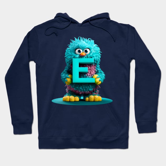 Cute Monster for Kids Alphabet Letter E Funny Back to School Hoodie by Ariela-Alez